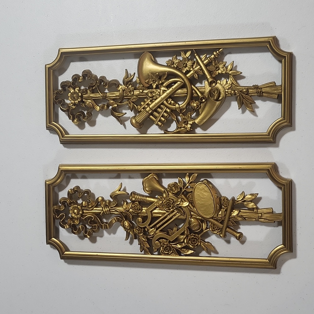 Vtg Mid Century Homco Syroco Molded Plastic 1964 Musical Wall Plaques